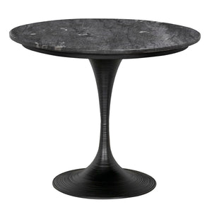 Noir Joni Table 36" - Industrial Elegance with Bianco Crown Marble Top for Modern Dining Spaces Matte Black GTAB599MTB-36