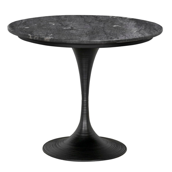 Noir Joni Table 36" - Industrial Elegance with Bianco Crown Marble Top for Modern Dining Spaces Matte Black GTAB599MTB-36
