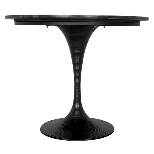 Noir Joni Table 36" - Industrial Elegance with Bianco Crown Marble Top for Modern Dining Spaces Matte Black GTAB599MTB-36