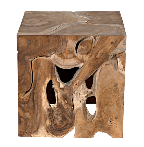 Noir Vert Artisan-Crafted Teak Side Table - Unique Natural Wood Design for Living Rooms & Bedrooms GTAB641