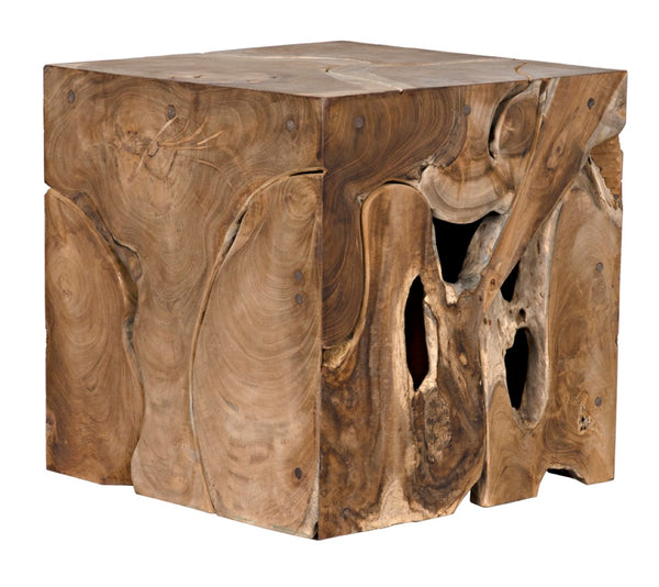 Noir Vert Artisan-Crafted Teak Side Table - Unique Natural Wood Design for Living Rooms & Bedrooms GTAB641