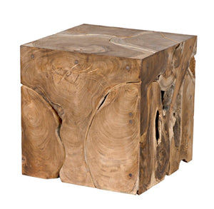 Noir Vert Artisan-Crafted Teak Side Table - Unique Natural Wood Design for Living Rooms & Bedrooms GTAB641