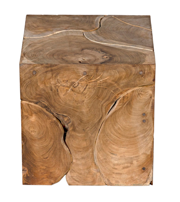 Noir Vert Artisan-Crafted Teak Side Table - Unique Natural Wood Design for Living Rooms & Bedrooms GTAB641