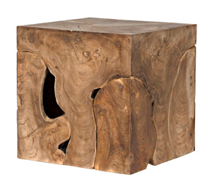 Noir Vert Artisan-Crafted Teak Side Table - Unique Natural Wood Design for Living Rooms & Bedrooms GTAB641