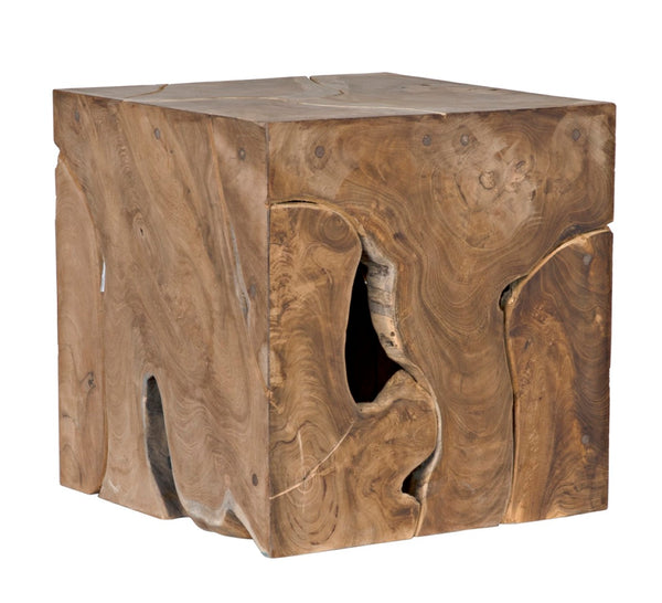 Noir Vert Artisan-Crafted Teak Side Table - Unique Natural Wood Design for Living Rooms & Bedrooms GTAB641