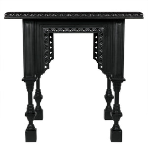 Noir Luxor Hand-Carved Side Table in Hand-Rubbed Black Finish – Timeless Moroccan Charm & Versatility GTAB646HB