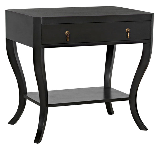 Noir Weldon Side Table, Pale - Handcrafted Mahogany Accent Table with Elegant Cabriole Legs & Brass Hardware GTAB665P