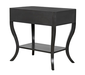 Noir Weldon Side Table, Pale - Handcrafted Mahogany Accent Table with Elegant Cabriole Legs & Brass Hardware GTAB665P