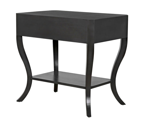 Noir Weldon Side Table, Pale - Handcrafted Mahogany Accent Table with Elegant Cabriole Legs & Brass Hardware GTAB665P