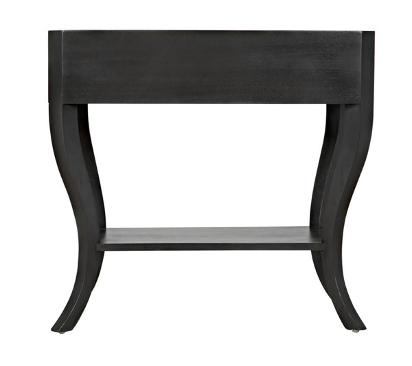 Noir Weldon Side Table, Pale - Handcrafted Mahogany Accent Table with Elegant Cabriole Legs & Brass Hardware GTAB665P