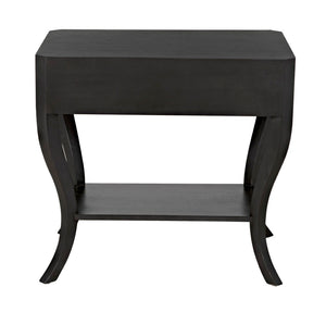 Noir Weldon Side Table, Pale - Handcrafted Mahogany Accent Table with Elegant Cabriole Legs & Brass Hardware GTAB665P