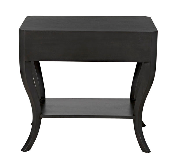 Noir Weldon Side Table, Pale - Handcrafted Mahogany Accent Table with Elegant Cabriole Legs & Brass Hardware GTAB665P