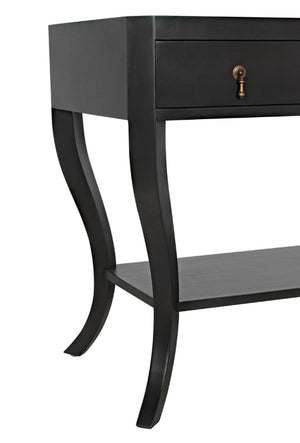 Noir Weldon Side Table, Pale - Handcrafted Mahogany Accent Table with Elegant Cabriole Legs & Brass Hardware GTAB665P