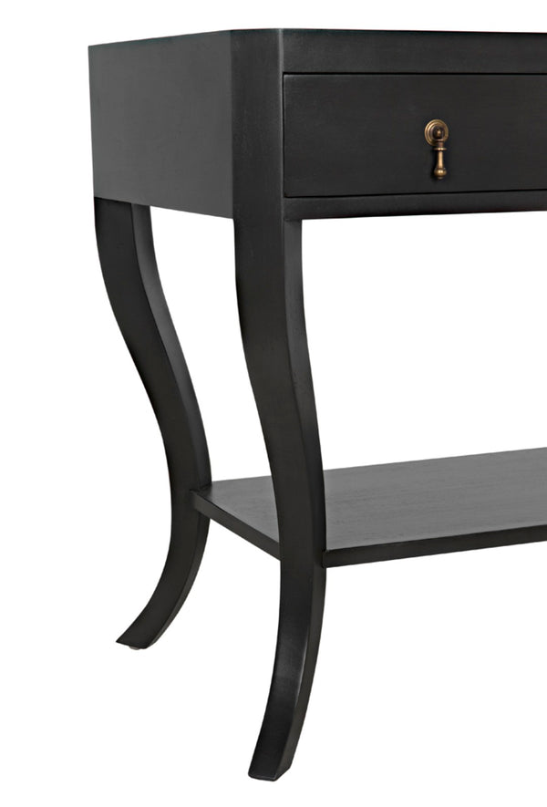 Noir Weldon Side Table, Pale - Handcrafted Mahogany Accent Table with Elegant Cabriole Legs & Brass Hardware GTAB665P