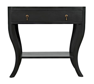 Noir Weldon Side Table, Pale - Handcrafted Mahogany Accent Table with Elegant Cabriole Legs & Brass Hardware GTAB665P