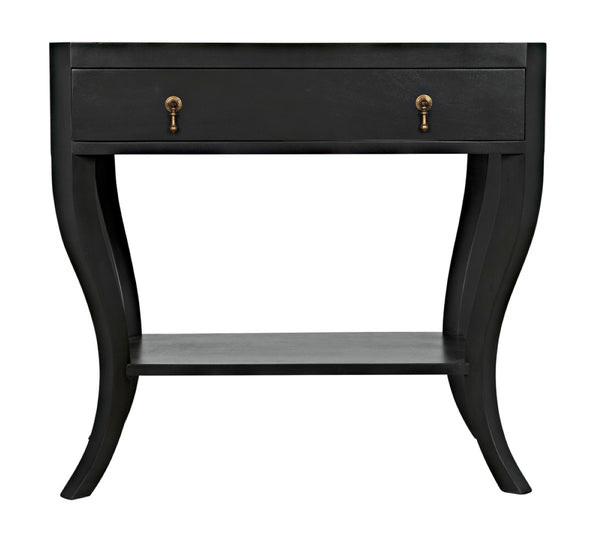 Noir Weldon Side Table, Pale - Handcrafted Mahogany Accent Table with Elegant Cabriole Legs & Brass Hardware GTAB665P