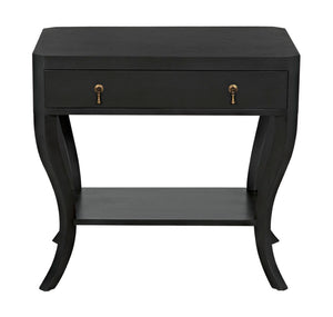 Noir Weldon Side Table, Pale - Handcrafted Mahogany Accent Table with Elegant Cabriole Legs & Brass Hardware GTAB665P