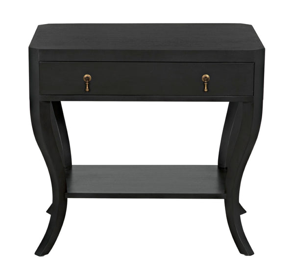 Noir Weldon Side Table, Pale - Handcrafted Mahogany Accent Table with Elegant Cabriole Legs & Brass Hardware GTAB665P