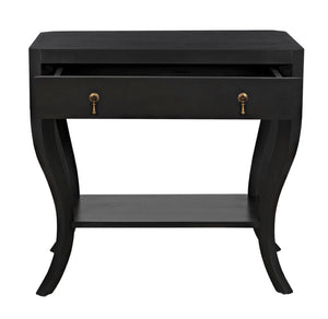 Noir Weldon Side Table, Pale - Handcrafted Mahogany Accent Table with Elegant Cabriole Legs & Brass Hardware GTAB665P