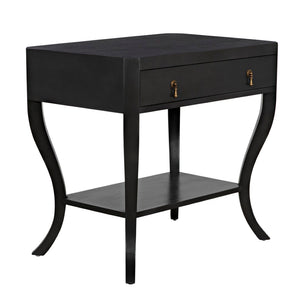Noir Weldon Side Table, Pale - Handcrafted Mahogany Accent Table with Elegant Cabriole Legs & Brass Hardware GTAB665P