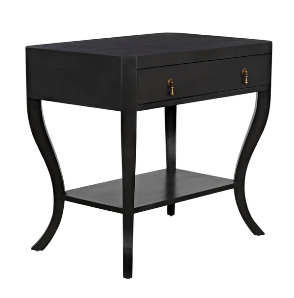 Noir Weldon Side Table, Pale - Handcrafted Mahogany Accent Table with Elegant Cabriole Legs & Brass Hardware GTAB665P