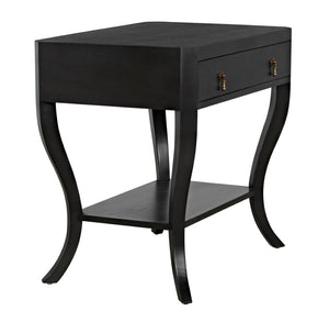 Noir Weldon Side Table, Pale - Handcrafted Mahogany Accent Table with Elegant Cabriole Legs & Brass Hardware GTAB665P
