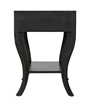 Noir Weldon Side Table, Pale - Handcrafted Mahogany Accent Table with Elegant Cabriole Legs & Brass Hardware GTAB665P