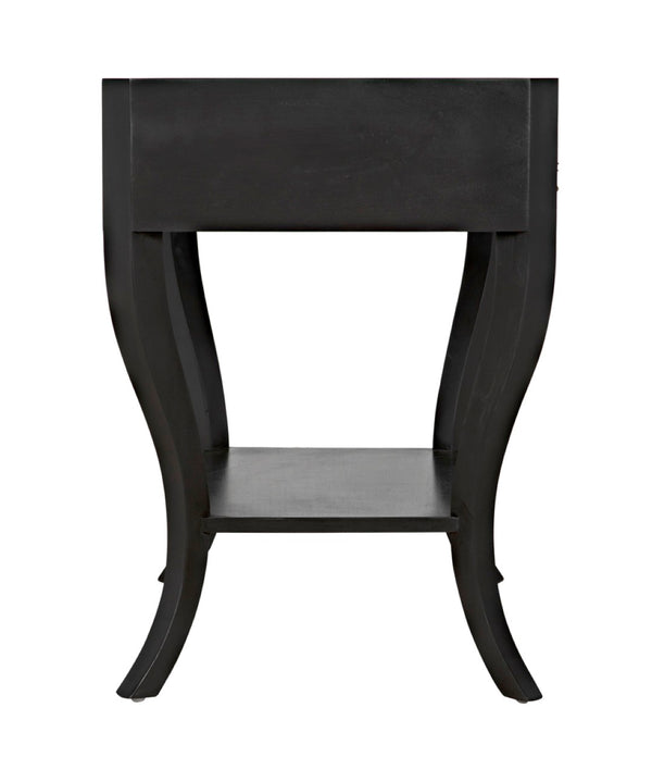 Noir Weldon Side Table, Pale - Handcrafted Mahogany Accent Table with Elegant Cabriole Legs & Brass Hardware GTAB665P