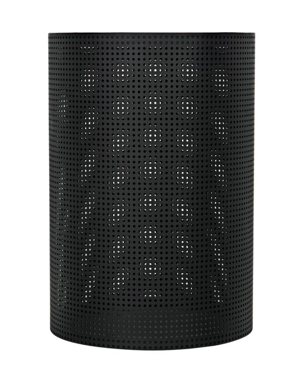 Noir Dixon Side Table - Modern Matte Black Iron Design with Sculptural Perforated Cylinder Elegance Large GTAB669MTB-L
