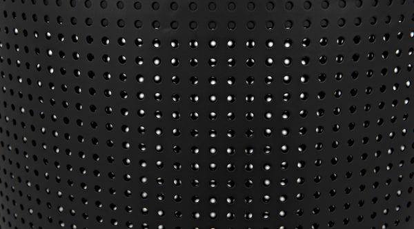 Noir Dixon Side Table - Modern Matte Black Iron Design with Sculptural Perforated Cylinder Elegance Large GTAB669MTB-L