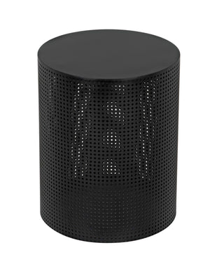 Noir Dixon Side Table - Modern Matte Black Iron Design with Sculptural Perforated Cylinder Elegance Small GTAB669MTB-S