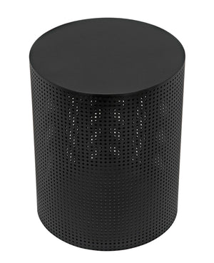Noir Dixon Side Table - Modern Matte Black Iron Design with Sculptural Perforated Cylinder Elegance Small GTAB669MTB-S