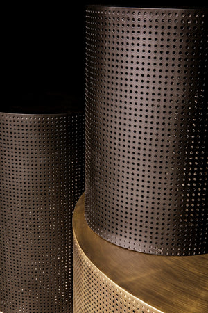 Noir Dixon Side Table - Modern Matte Black Iron Design with Sculptural Perforated Cylinder Elegance Small GTAB669MTB-S