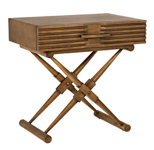 Noir Zanta Hand-Carved Mahogany Side Table - Timeless Artisan Accent for Modern & Traditional Decor Saddle Brown GTAB671SB