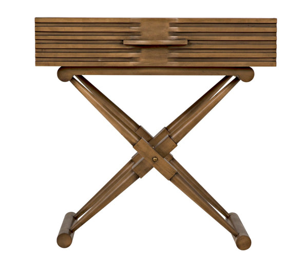 Noir Zanta Hand-Carved Mahogany Side Table - Timeless Artisan Accent for Modern & Traditional Decor Saddle Brown GTAB671SB