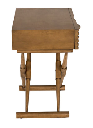 Noir Zanta Hand-Carved Mahogany Side Table - Timeless Artisan Accent for Modern & Traditional Decor Saddle Brown GTAB671SB