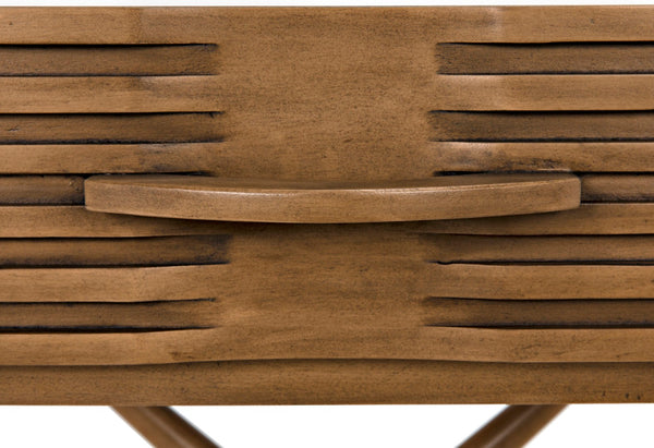 Noir Zanta Hand-Carved Mahogany Side Table - Timeless Artisan Accent for Modern & Traditional Decor Saddle Brown GTAB671SB