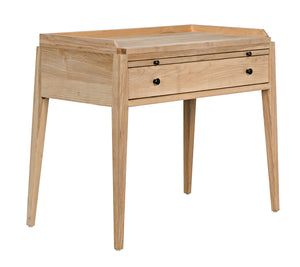 Hiller Solid Elm Side Table with Drawer Sabered Legs and Waxed Wood Finish