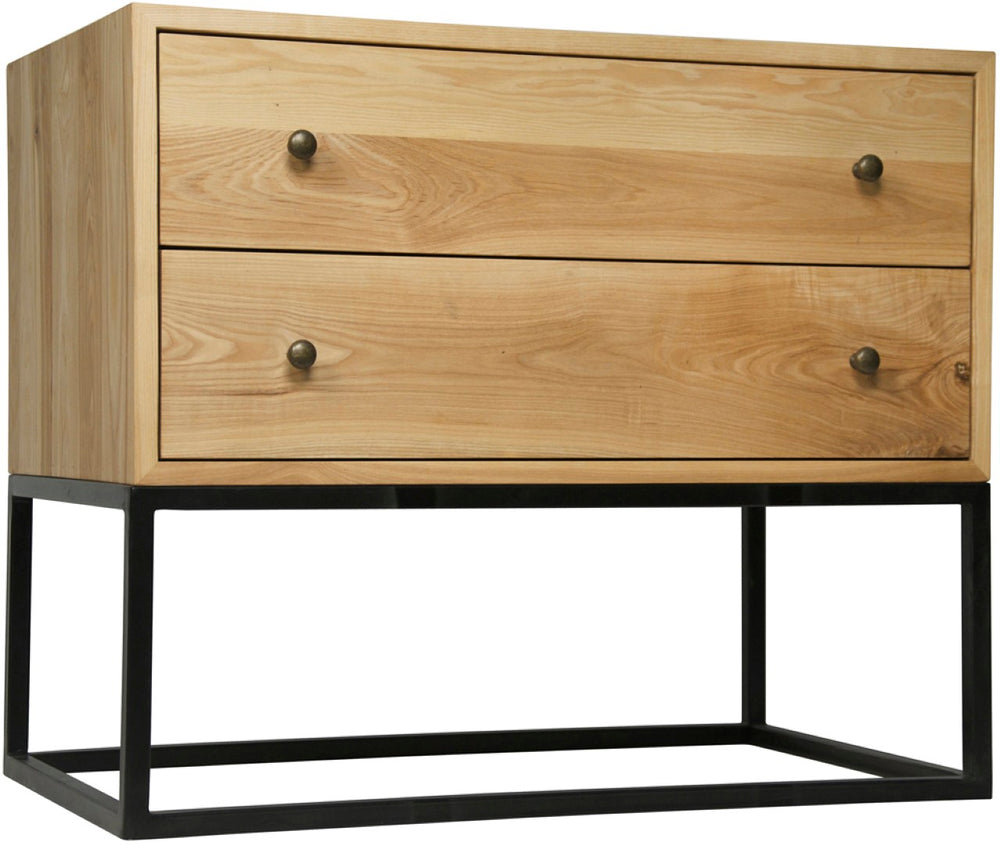 Noir Downtown Side Table - Elegant Elm and Iron Design with Smooth-Gliding Drawers for Modern Spaces GTAB676MTB