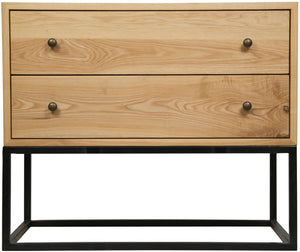 Noir Downtown Side Table - Elegant Elm and Iron Design with Smooth-Gliding Drawers for Modern Spaces GTAB676MTB