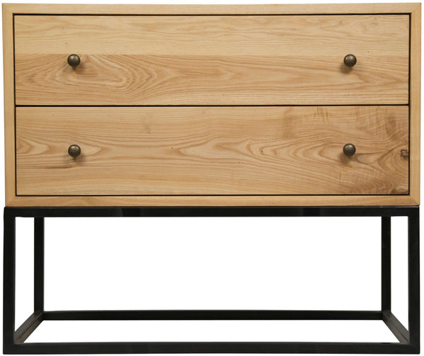 Noir Downtown Side Table - Elegant Elm and Iron Design with Smooth-Gliding Drawers for Modern Spaces GTAB676MTB