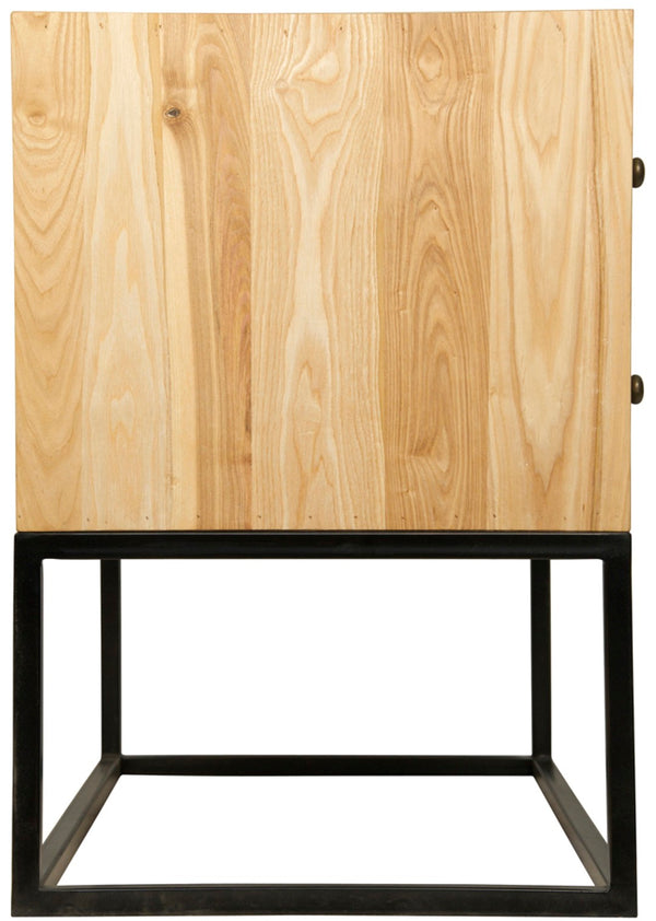 Noir Downtown Side Table - Elegant Elm and Iron Design with Smooth-Gliding Drawers for Modern Spaces GTAB676MTB