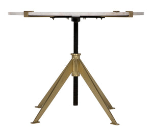 Noir Edith Adjustable Side Table with Bianco Crown Marble Top for Modern and Mid-Century Spaces Antique Brass | Large GTAB679MB-L