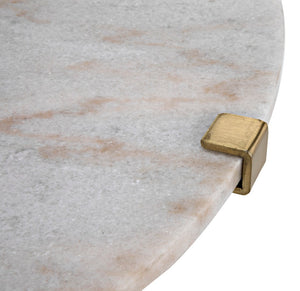 Noir Edith Adjustable Side Table with Bianco Crown Marble Top for Modern and Mid-Century Spaces Antique Brass | Large GTAB679MB-L