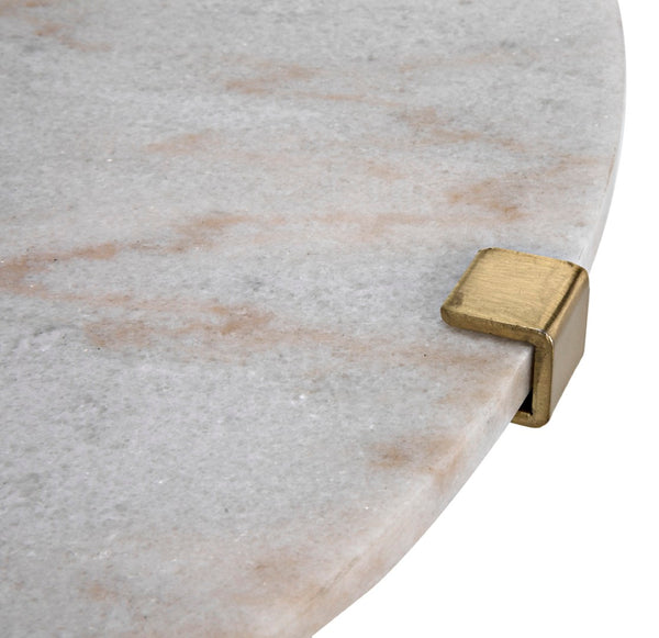 Noir Edith Adjustable Side Table with Bianco Crown Marble Top for Modern and Mid-Century Spaces Antique Brass | Large GTAB679MB-L