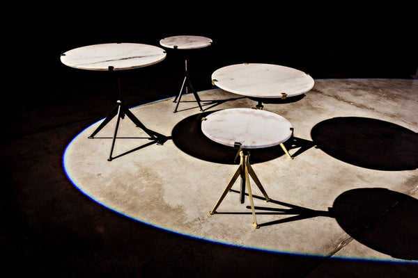 Noir Edith Adjustable Side Table with Bianco Crown Marble Top for Modern and Mid-Century Spaces Antique Brass | Small GTAB679MB-S