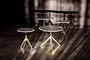 Noir Edith Adjustable Side Table with Bianco Crown Marble Top for Modern and Mid-Century Spaces Matte Black | Large GTAB679MTB-L