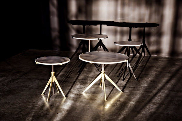 Noir Edith Adjustable Side Table with Bianco Crown Marble Top for Modern and Mid-Century Spaces Matte Black | Large GTAB679MTB-L