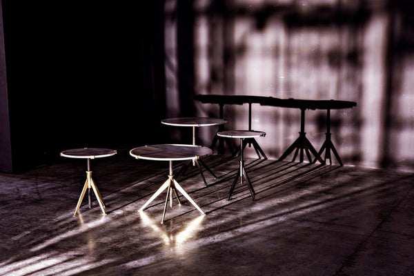 Noir Edith Adjustable Side Table with Bianco Crown Marble Top for Modern and Mid-Century Spaces Matte Black | Large GTAB679MTB-L