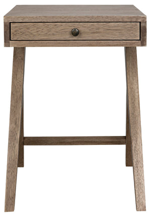 Noir Peter Side Table - Washed Walnut Finish, Modern Design, Compact Storage for Small Spaces & Versatile Use GTAB686WAW